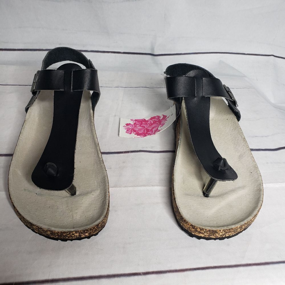 Anatomic size 36 black cork heel sandal NWT